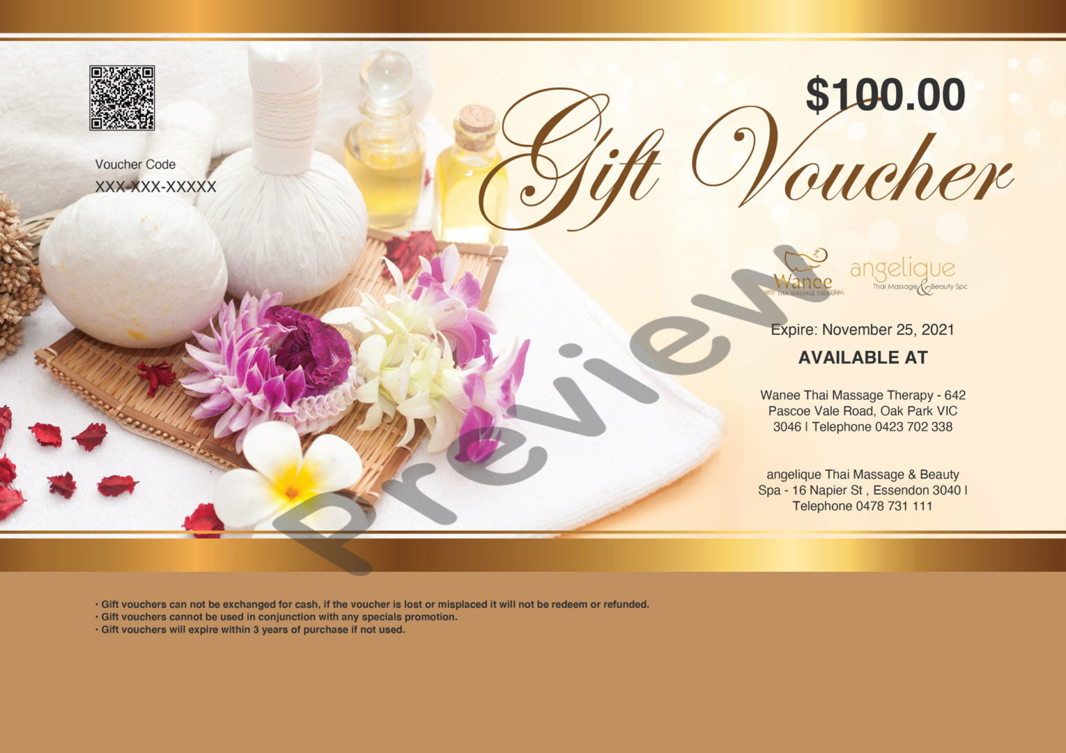 Wanee Thai Massage Gift Voucher Wanee Thai Massage Therapy